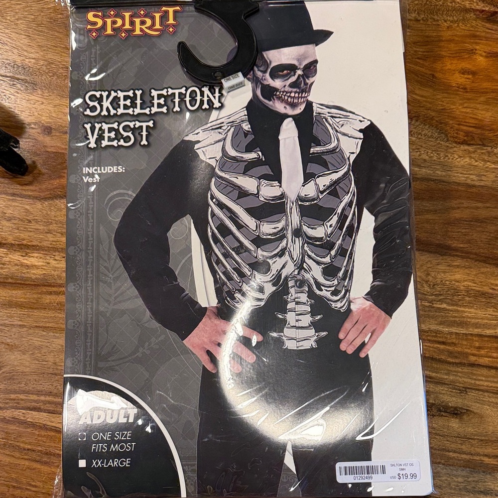Spirit Skeleton Vest Costume - Black and White